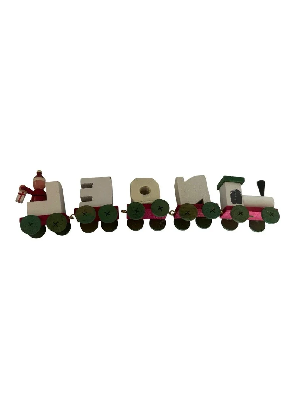Vintage Christmas Wooden Noel Holiday Candle Train In Original Box No Candles